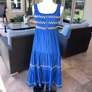 Lapis Smocked Denim Boho Dress